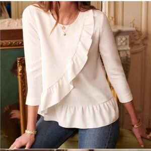 Sezane Jenny Ruffle Blouse 34 XS